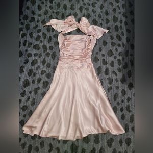 Beautifly Pink Satin Ruched Formal Gown sz 6